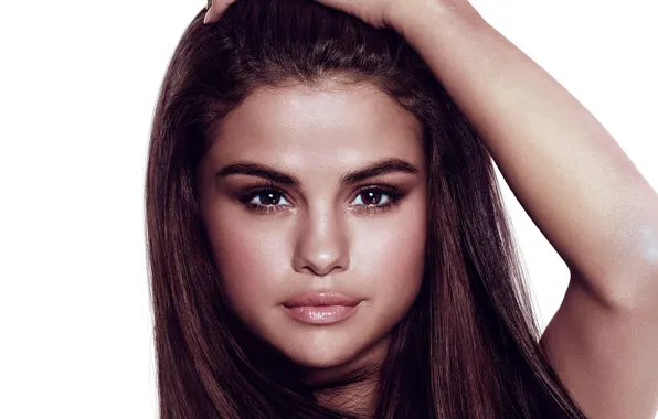 Картинка глаза, взгляд, девушка, портрет, загар, Selena Gomez