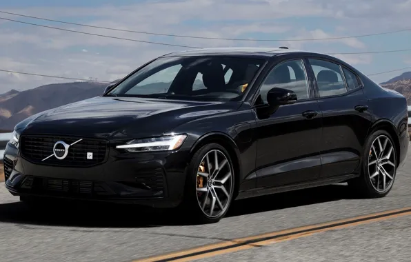Car, машина, Volvo, чёрная, седан, диски, black, сбоку