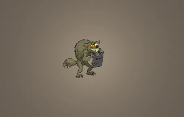 Волк, минимализм, ноутбук, оборотень, грызет, wolf, werewolf