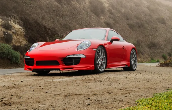 911, Porsche, порше, красная, каррера, 2015, Carrera 4S