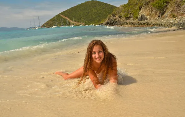 Girl, grass, sexy, beach, green eyes, long hair, legs, trees