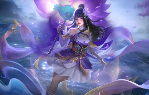 Вода, девушка, фэнтези, Kagura, Mobile Legends: Bang Bang!, лостос