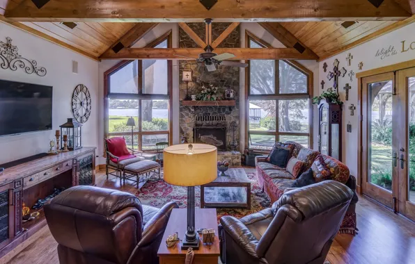 Дизайн, стиль, комната, интерьер, камин, гостиная, rustic living room