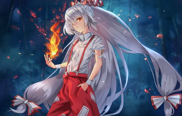 Девушка, огонь, Touhou, Тоухоу
