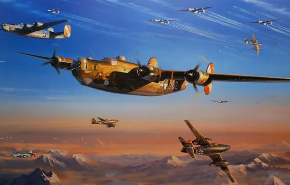 Рисунок, Messerschmitt, art, ВВС США, Trudgian, Nicolas, Me.262, Schwalbe