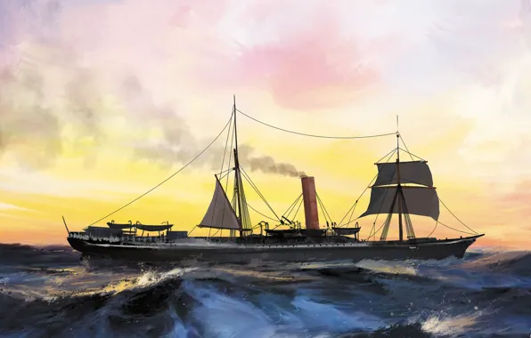 Волны, корабль, nubian, Transatlantic Ships