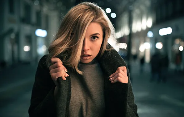 Взгляд, город, Виктория, губки, пальто, Вика, Victoria ♥ Andreevna