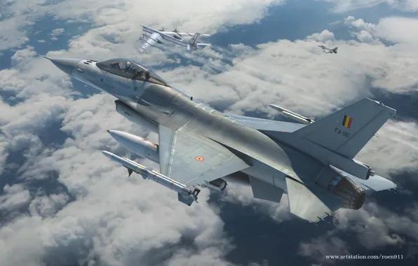 General Dynamics F-16 Fighting Falcon, истребитель четвёртого поколения, американский многофункциональный лёгкий, Antonis (rOEN911) Karidis