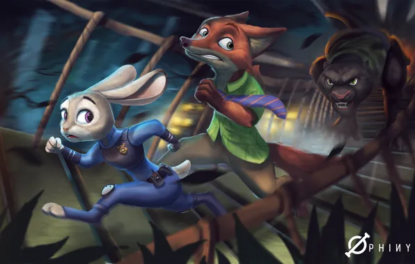 Картинка Disney, art, Zootopia, Nick Wilde, judy hopps