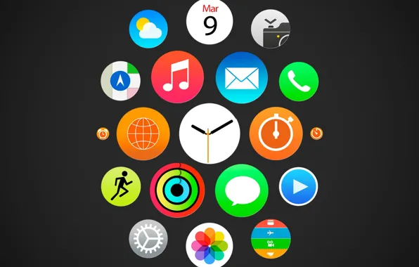 Картинка часы, меню, иконки, color, эпл, ios, apple watch