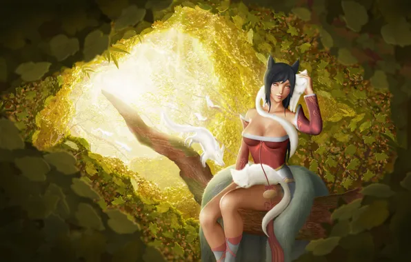 Forest, lol, лисица, League of Legends, ahri, the Nine-Tailed Fox