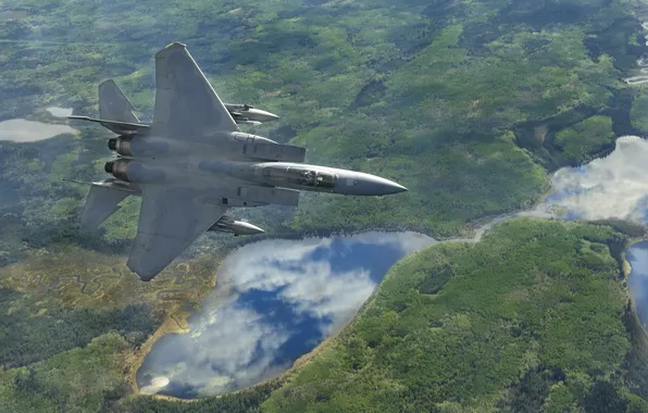 Картинка полет, ландшафт, истребитель, Eagle, тактический, «Игл», F-15C