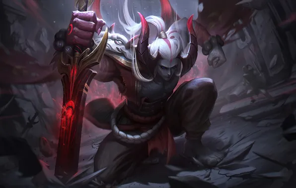 Art, League of Legends, Skin, LoL, Aatrox, Blood moon