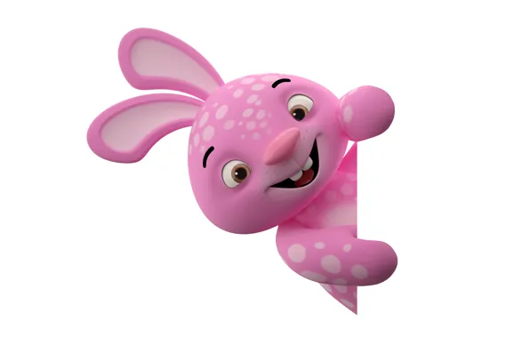 Картинка character, monster, smile, rabbit, pink, funny, cute