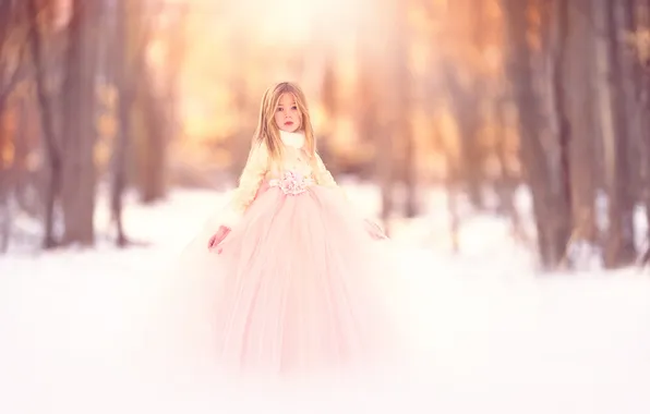 Картинка снег, платье, девочка, Meg Bitton