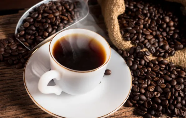 Картинка кофе, чашка, hot, coffee beans, cup of coffee