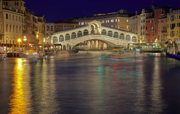 Дома, Италия, Венеция, канал, мост Риальто