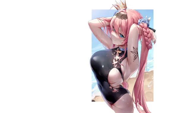 Hot, sexy, beach, sea, ocean, anime, water, swimsuit