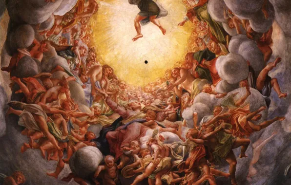 Картинка облака, люди, Антонио Аллегри Корреджо, итальянская живопись, Golden Day