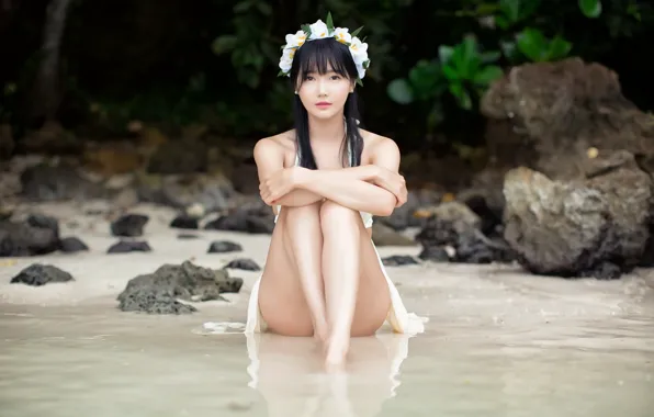 Girl, sexy, beach, long hair, nature, smile, beautiful, pretty