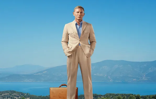 Пейзаж, костюм, портфель, детектив, постер, Daniel Craig, криминал, Дэниэл Крэйг