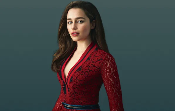 Взгляд, платье, актриса, шатенка, красивая, Emilia Clarke, Эмилия Кларк