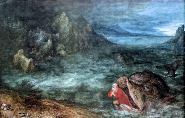 Картинка художник, Ян Брейгель, фламандский, южнонидерландский, Jan Bruegel, Jonah and the Whale