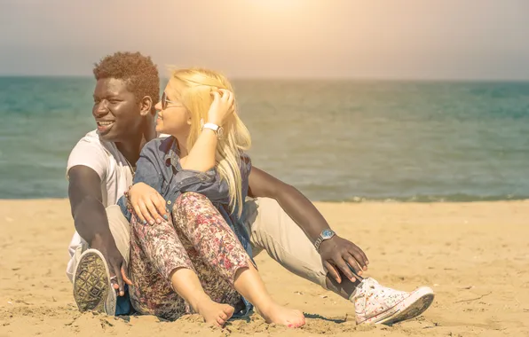 Beach, couple, look, attraction