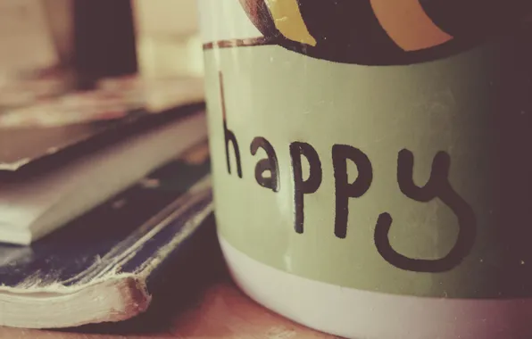 Картинка счастье, текст, надпись, руки, кружка, чашка, пальцы, happy