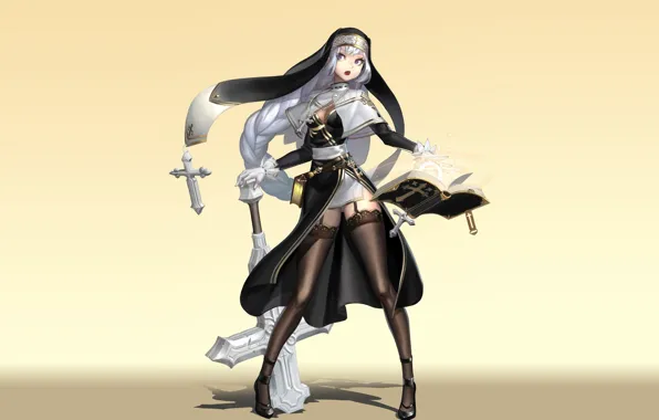 Девушка, оружие, фон, аниме