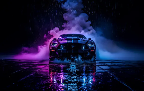 Mustang, ford, rain, thunder