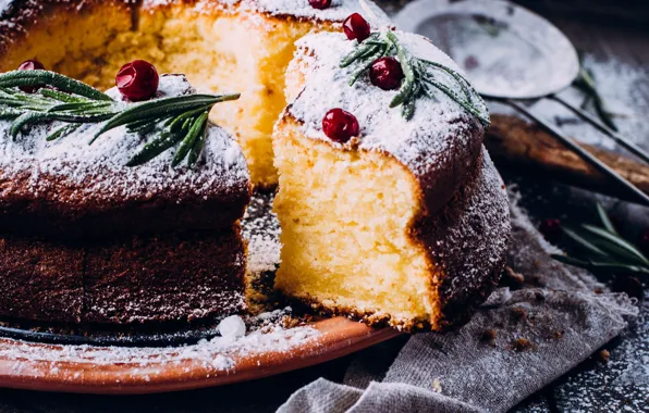 Ягоды, пирог, десерт, кекс