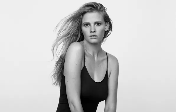 Black&white, model, beauty, hair, look, Lara Stone