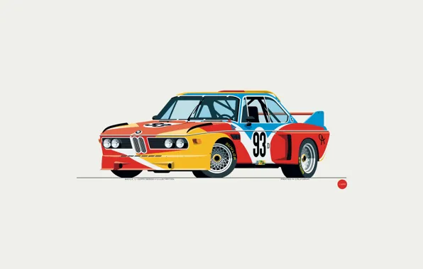 Авто, Минимализм, Рисунок, BMW, Машина, Арт, 1975, CSL