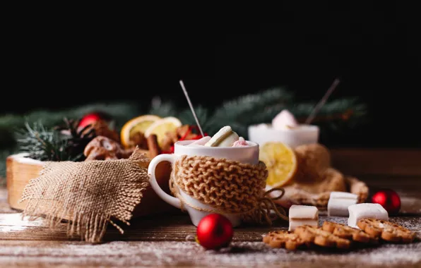 Новый год, печенье, New Year, горячий шоколад, decor