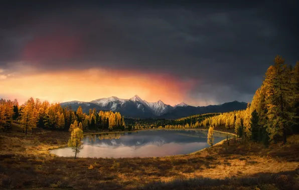 Картинка осень, горы, озеро