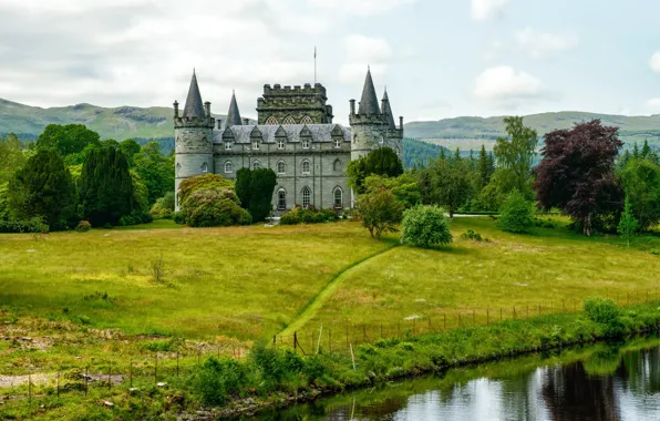 Картинка замок, Шотландия, Scotland, Inveraray Castle, Замок Инверари