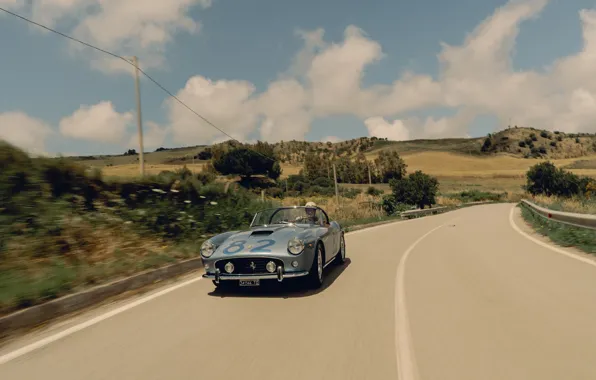 Картинка 1960, Ferrari, road, sky, 250, sports car, Ferrari 250 GT California Passo Corto