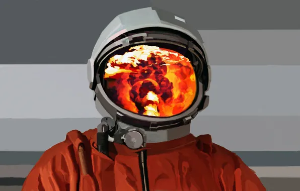 Огонь, космонавт, скафандр, костюм