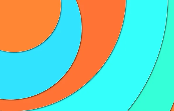 Круги, оранжевый, голубой, геометрия, design, material