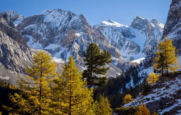 Зима, небо, снег, горы, природа, скалы, Франция, France