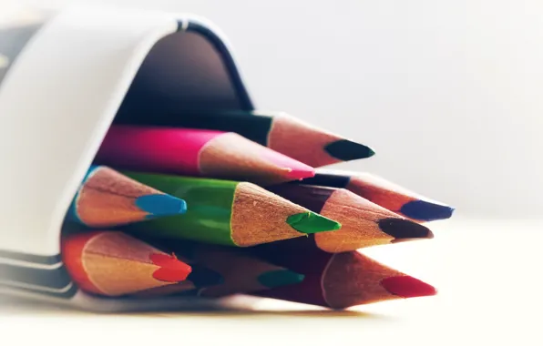 Картинка карандаши, разноцветные, боке