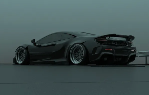 McLaren, Авто, Черный, Машина, Car, Render, Black, Суперкар