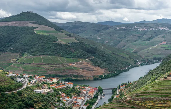 Картинка Дома, Горы, Панорама, Крыши, Португалия, Nature, Portugal, Mountains