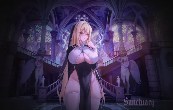 Девушка, монашка, anime, Sanctuary