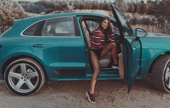 Машина, девушка, трусики, сидит, Porsche Macan, Belavin, Александр Белавин