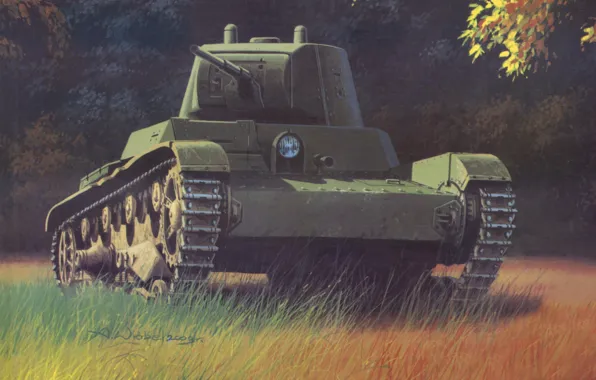 Война, рисунок, арт, танк, советский, лёгкий, танка, основе