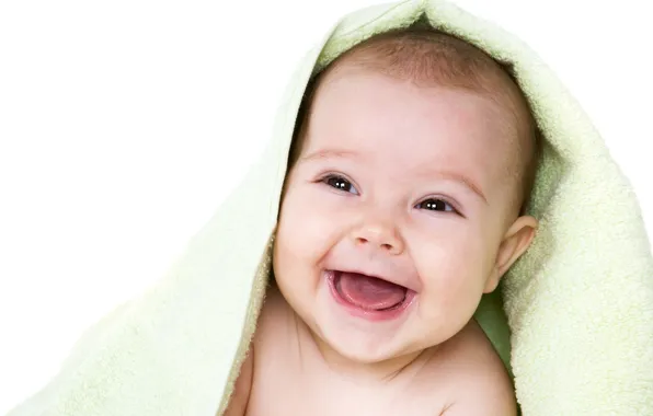 Улыбка, полотенце, малыш, ребёнок, smile, красивый, beautiful, towel