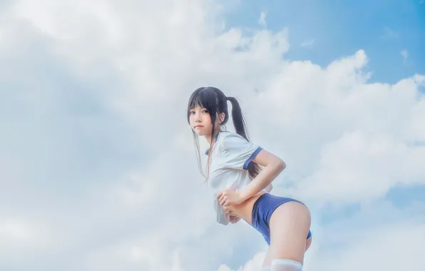 Beautiful, Asian, Model, Woman, Cloud, Cute, Pretty, Outdoor
