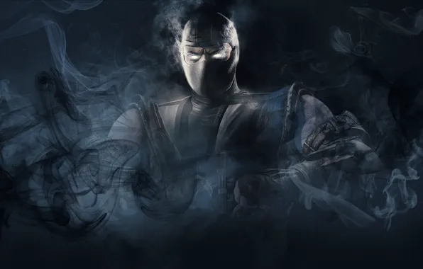 Дым, маска, черный фон, Mortal Kombat, Smoke, Мортал Комбат, mask, black background